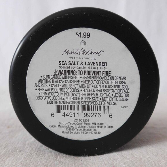 Hearth & Hand with Magnolia Sea Salt & Lavender Soy Candle (Used) - Picture 3 of 6